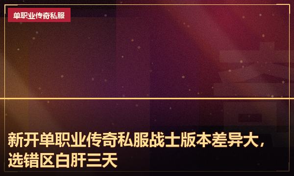 新开单职业传奇私服战士版本差异大，选错区白肝三天