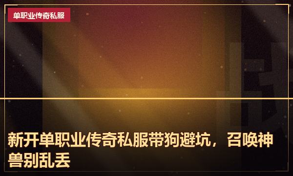 新开单职业传奇私服带狗避坑，召唤神兽别乱丢