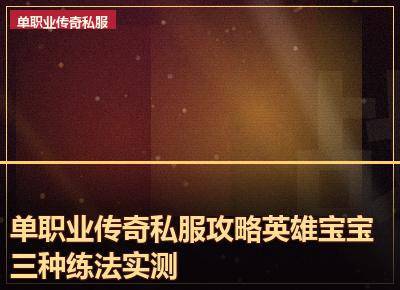 单职业传奇私服攻略英雄宝宝三种练法实测